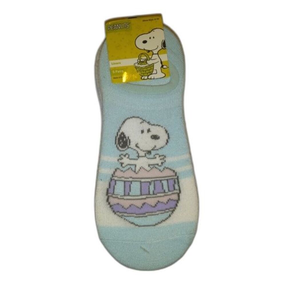 Peanuts 5 pairs of Easter Print Liner socks NWT